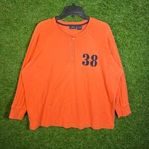 Baileys Point Orange Ribbed Henley Long Sleeve Shirt Womens 14W/16W Plus Size 38